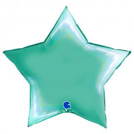 Stor Ballon Stjerne Holografisk Platinum Tiffany