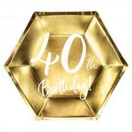 40th Birthday Tallerkener Små Guld