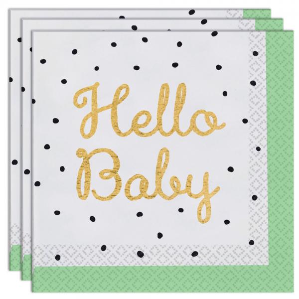 Servietter Hello Baby Grn/Hvid