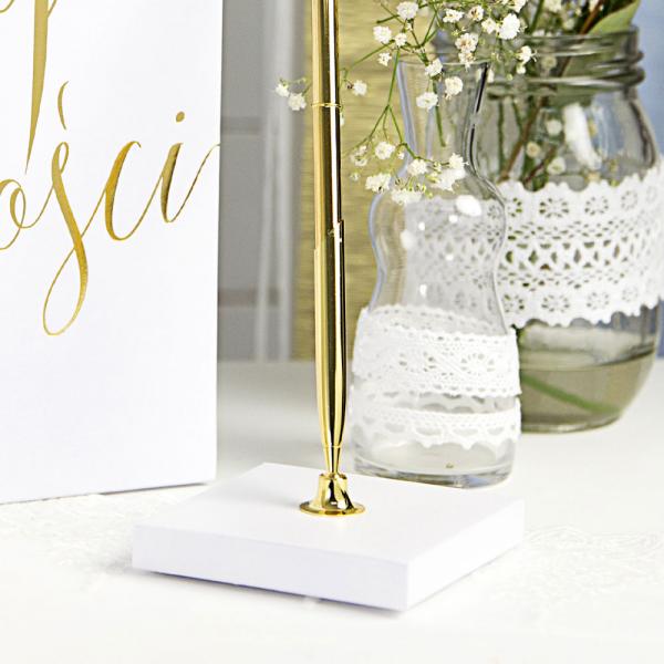 Pen med Holder Guld