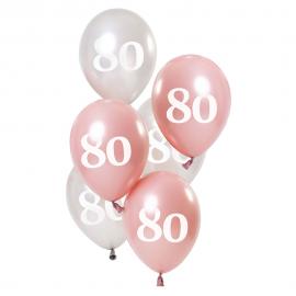 80-års Balloner Pink & Sølv