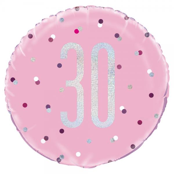 30 rs Folieballon Pink & Slv