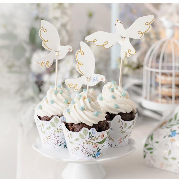 Cupcake Wrapper Blomster og Duer