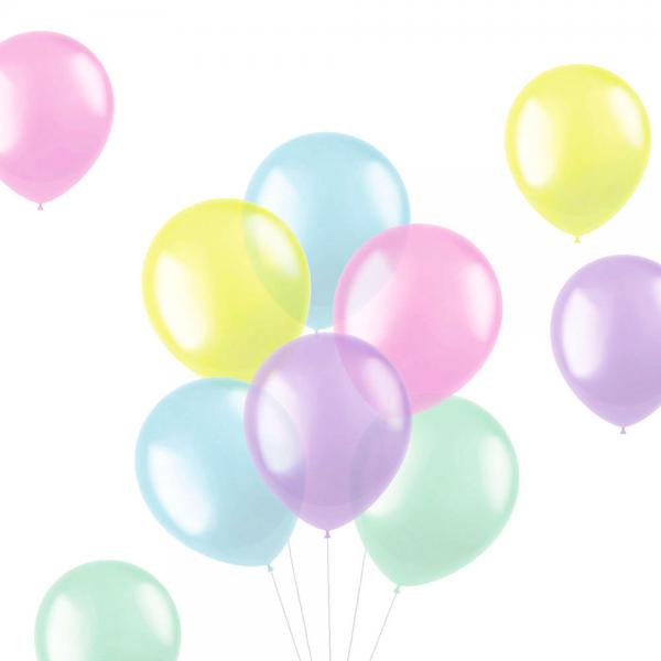 Balloner Transparent Pastel Mix 50-pak