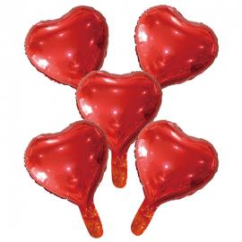 Røde Hjerteballoner Folie 5-pak