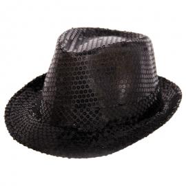 Trilby Hat Sorte Pailletter