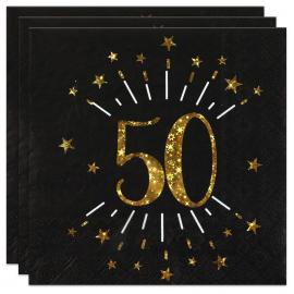 Servietter 50 År Birthday Party Guld