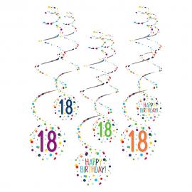 Hængende Swirls 18 år Confetti Birthday