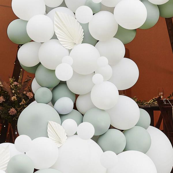 Ballonbue med Dekorationer Luxe Grn/Hvid