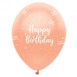 Happy Birthday Balloner Pearlised Rosaguld