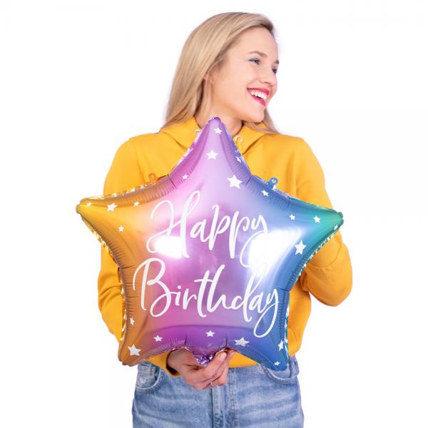 Happy B'Day Foil Balloon Stjerne Pastel