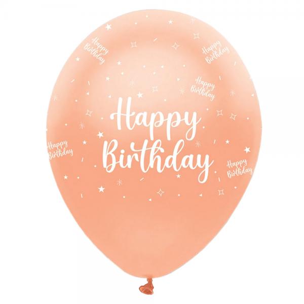 Happy Birthday Balloner Pearlised Rosaguld