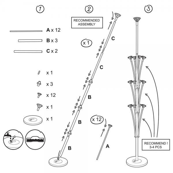 Ballonstativ med 13 Ballonholder 160 cm