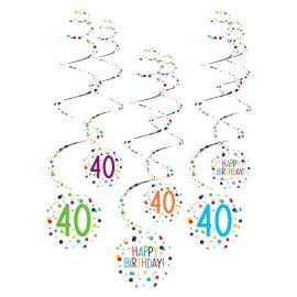 Hængende Swirls 40 år Confetti Birthday