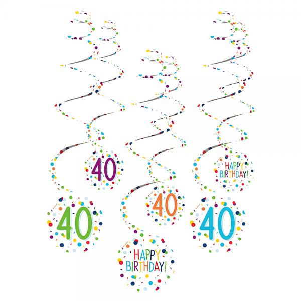 Hngende Swirls 40 r Confetti Birthday
