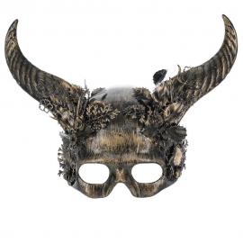 Gylden Karneval Maske med Horn