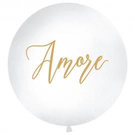 Amore Kæmpestor Ballon Hvid og Guld