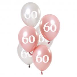 60-års Balloner Pink & Sølv