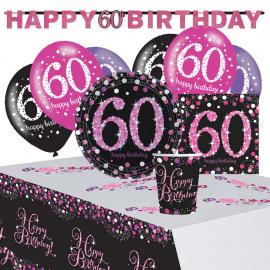 60-års Fødselsdagsfest Pink Sparkling Celebration Kit