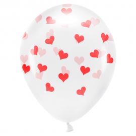 Transparent Balloner med Røde Hjerter