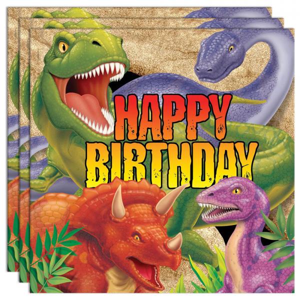 Happy Birthday Servietter Dino Blast