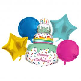 Folieballon Kage Sæt Happy Birthday