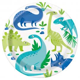 Dinosaur Paptallerkener Grønne & Blå
