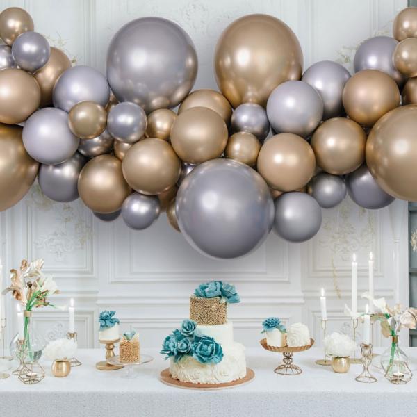 DIY Ballonguirlande Shine Slv og Guld