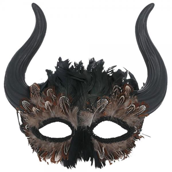 Venetiansk Maske med Horn og Fjer