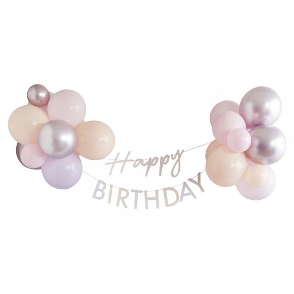 Happy Birthday Ballonguirlande Pastel