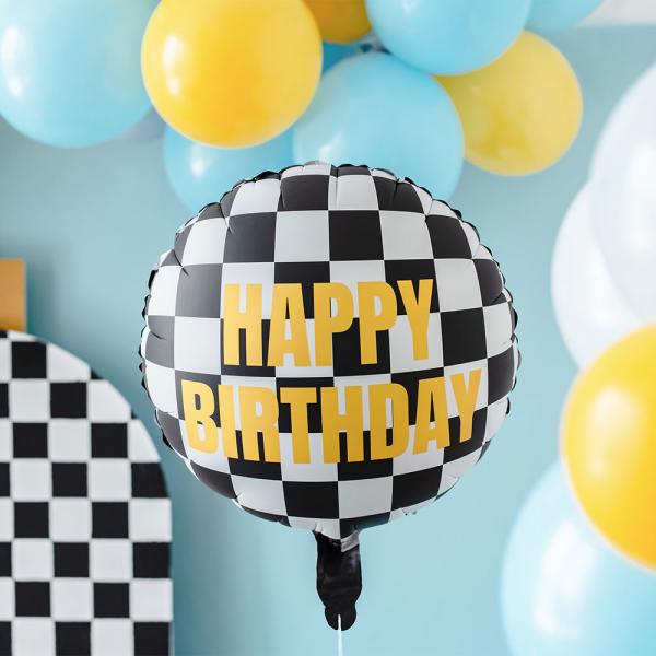 Happy Birthday Folieballon Racing Flag