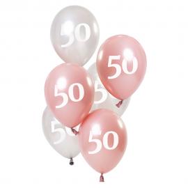 50-års Balloner Pink & Sølv