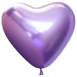 Hjerteballoner Chrome Lilla 50-pak