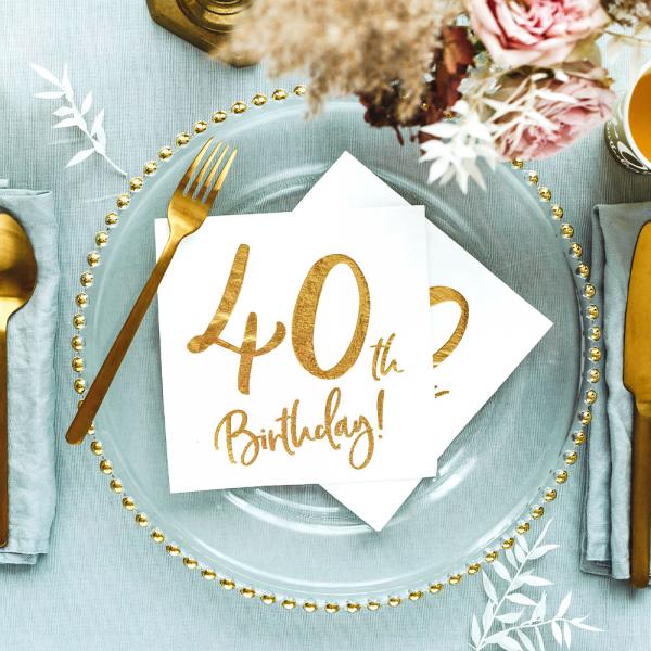 40th Birthday Servietter Guld