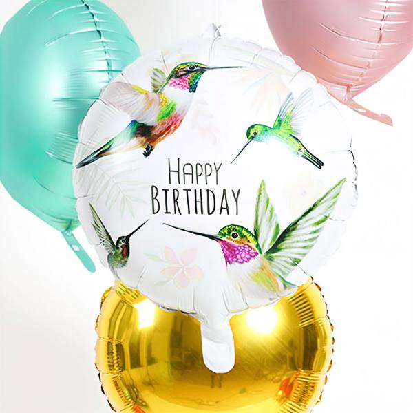 Folieballon Happy Birthday Kolibri