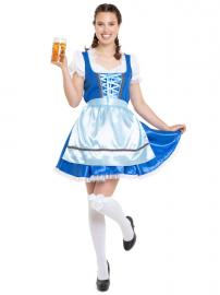 Oktoberfest Dirndl Kostume Blå Deluxe