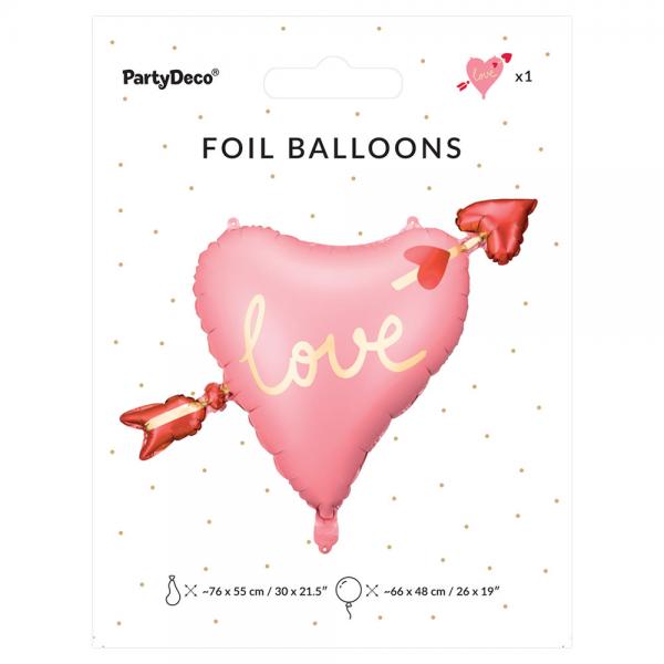 Love Hjerteballon med Pil Pink