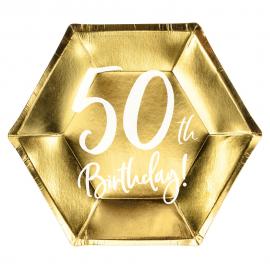 50th Birthday Tallerkener Små Guld