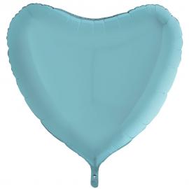 Folieballon Hjerte Pastel Blå XL