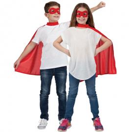 Superhelt Rød Kappe med Øjenmaske Børn