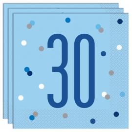 30 Års Servietter Blå