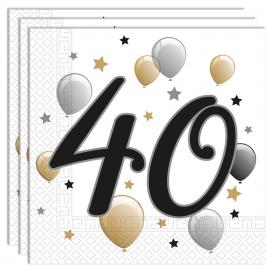 Milestone Happy Birthday 40 Års Servietter