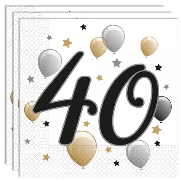 Milestone Happy Birthday 40 rs Servietter