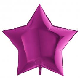 Stor Folieballon Stjerne Magenta