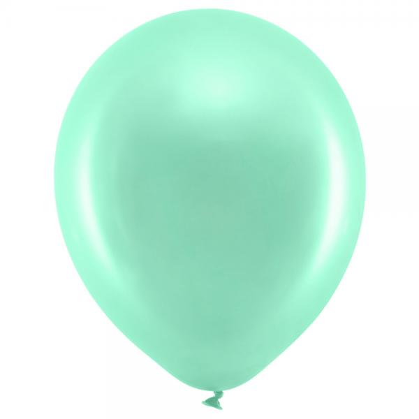 Rainbow Latexballoner Metallic Mintgrnne 100-pak