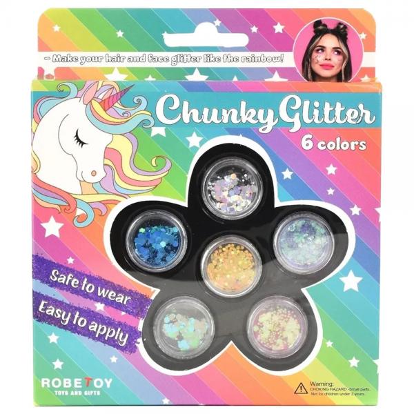 Chunky Glitter Makeupst 6-pak