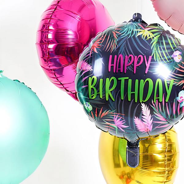 Folieballon Rund Happy Birthday Tropisk