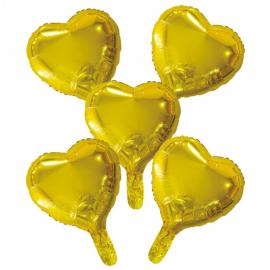Guld Hjerteballoner Folie 5-pak