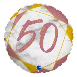Marble 50 Holografisk Ballon Pink