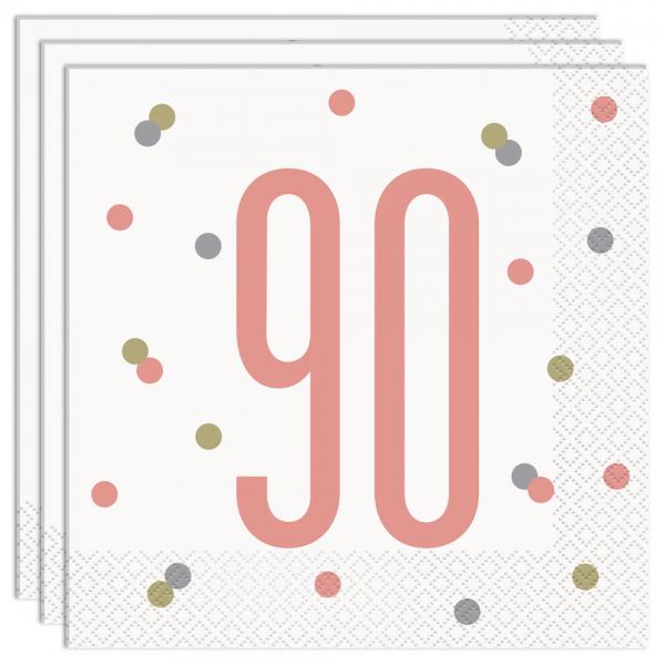 90 rs Servietter Hvide & Pink